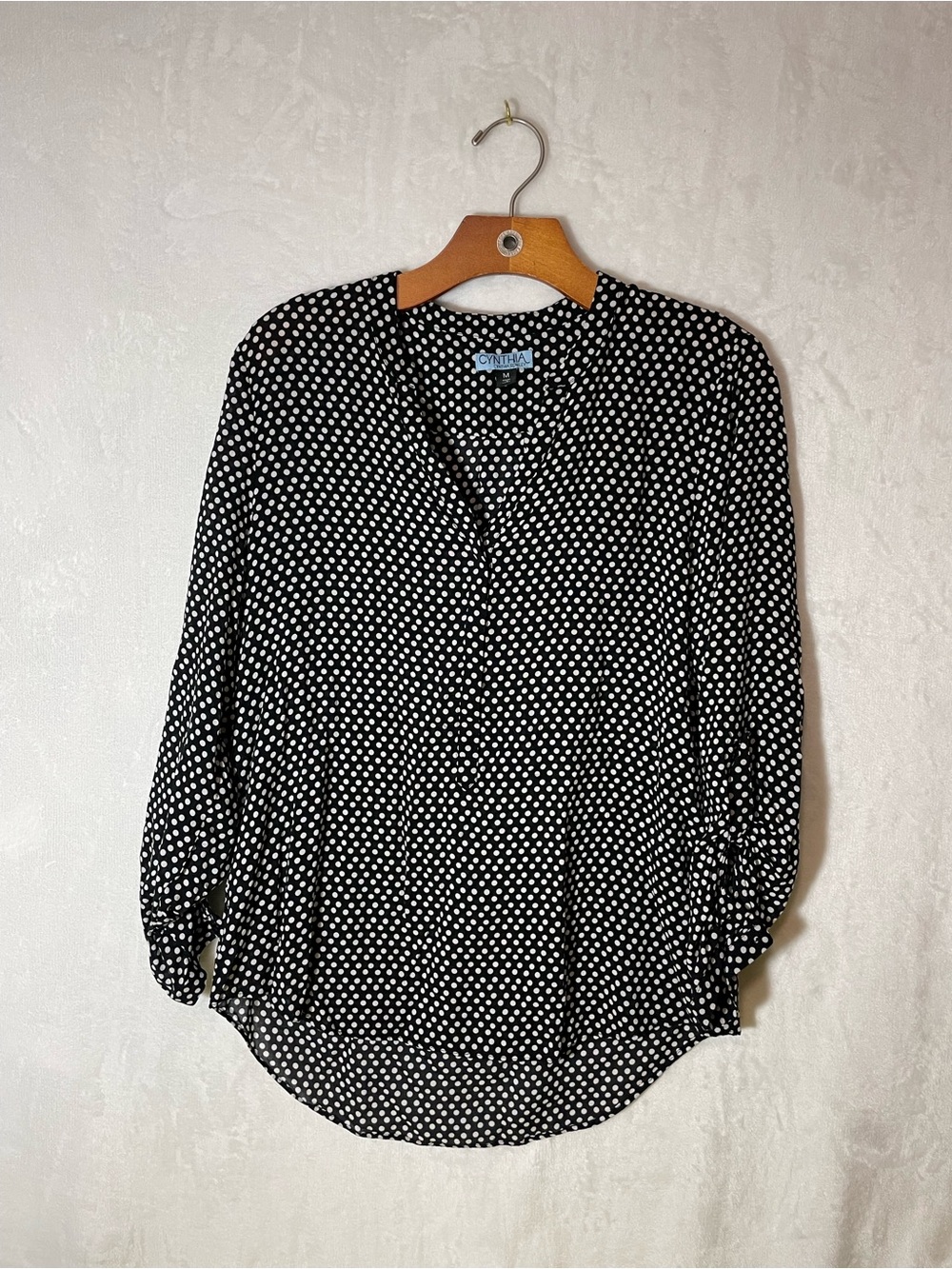 Cynthia Rowley Black and White Polka Dot Button-Down Blouse